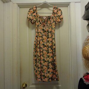 BABYDOLL FLORALS GIRL PUFFY SLEEVED SHEERED GARDEN DRESS BY LIZZY M